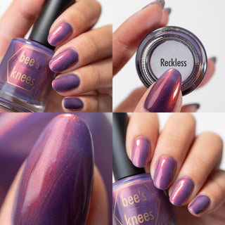 Image provided for Bee's Knees by a paid swatcher featuring the nail polish " Reckless "