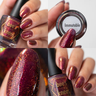 Image provided for Bee's Knees by a paid swatcher featuring the nail polish " Immutable "