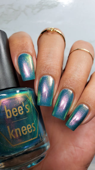 Image provided for Bee's Knees by a paid swatcher featuring the nail polish " There's Always Consequences "