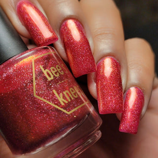 Image provided for Bee's Knees by a paid swatcher featuring the nail polish " Happy Hunting "