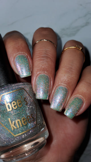 Image provided for Bee's Knees by a paid swatcher featuring the nail polish " Fair Winter Lady "