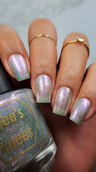 Image provided for Bee's Knees by a paid swatcher featuring the nail polish " Fair Winter Lady "