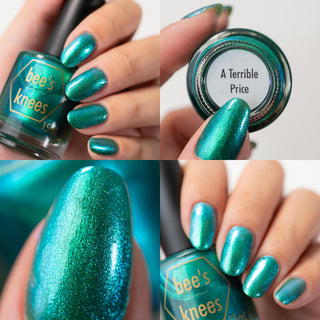 Image provided for Bee's Knees by a paid swatcher featuring the nail polish " A Terrible Price "