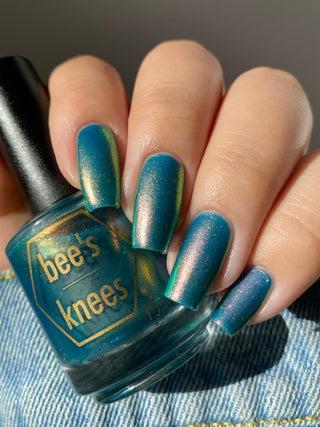 Image provided for Bee's Knees by a paid swatcher featuring the nail polish " There's Always Consequences "