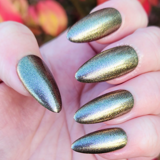 Image provided for Bee's Knees by a paid swatcher featuring the nail polish " Denial "