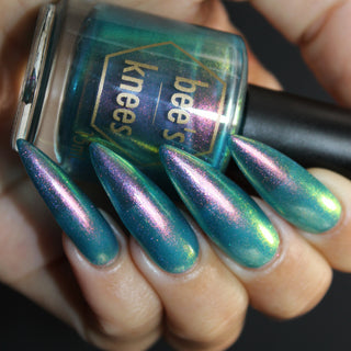 Image provided for Bee's Knees by a paid swatcher featuring the nail polish " There's Always Consequences "