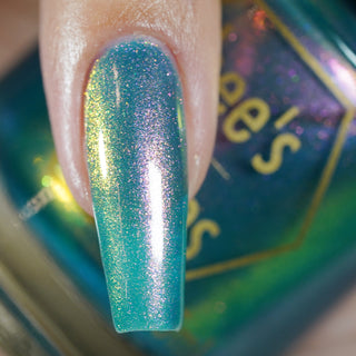 Image provided for Bee's Knees by a paid swatcher featuring the nail polish " There's Always Consequences "