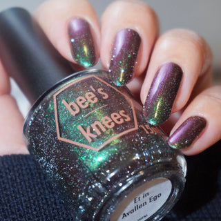 Image provided for Bee's Knees by a paid swatcher featuring the nail polish " Et in Avallen Ego "