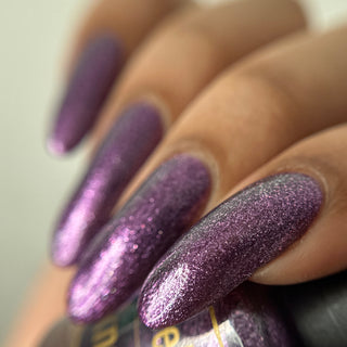 Image provided for Bee's Knees by a paid swatcher featuring the nail polish " Nevermore "