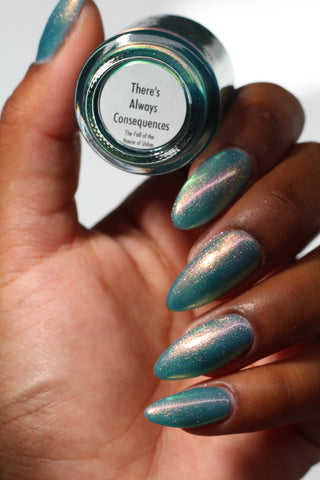 Image provided for Bee's Knees by a paid swatcher featuring the nail polish " There's Always Consequences "