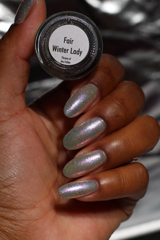 Image provided for Bee's Knees by a paid swatcher featuring the nail polish " Fair Winter Lady "