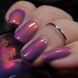 Image provided for Bee's Knees by a paid swatcher featuring the nail polish " Reckless "