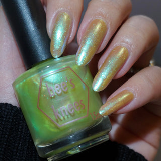 Image provided for Bee's Knees by a paid swatcher featuring the nail polish " Mirth "