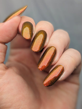 Image provided for Bee's Knees by a paid swatcher featuring the nail polish " I Went to Hell For You "