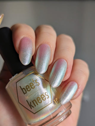 Image provided for Bee's Knees by a paid swatcher featuring the nail polish " Princess of Starlight "