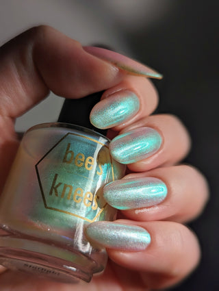 Image provided for Bee's Knees by a paid swatcher featuring the nail polish " Princess of Starlight "