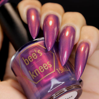 Image provided for Bee's Knees by a paid swatcher featuring the nail polish " Reckless "