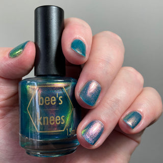 Image provided for Bee's Knees by a paid swatcher featuring the nail polish " There's Always Consequences "