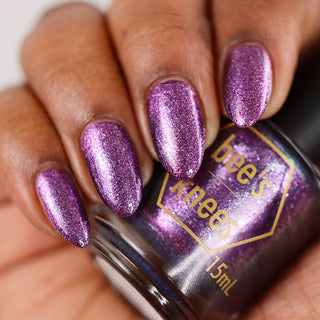 Image provided for Bee's Knees by a paid swatcher featuring the nail polish " Nevermore "