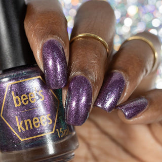 Image provided for Bee's Knees by a paid swatcher featuring the nail polish " Nevermore "