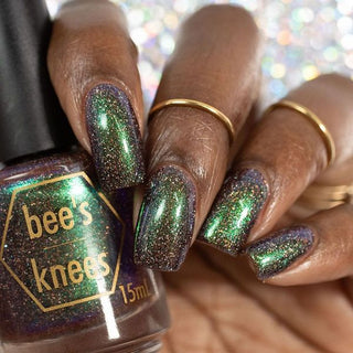 Image provided for Bee's Knees by a paid swatcher featuring the nail polish " God of Idiocy "